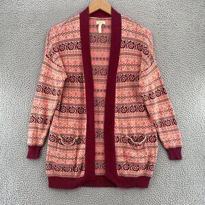 Matilda Jane Sweater Womens Small Harmony Pink Multi Fair Isle Cardigan Everyday